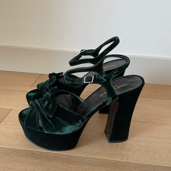 SAINT LAURENT Crushed Velvet Farrah Platform - Picture 8 of 9